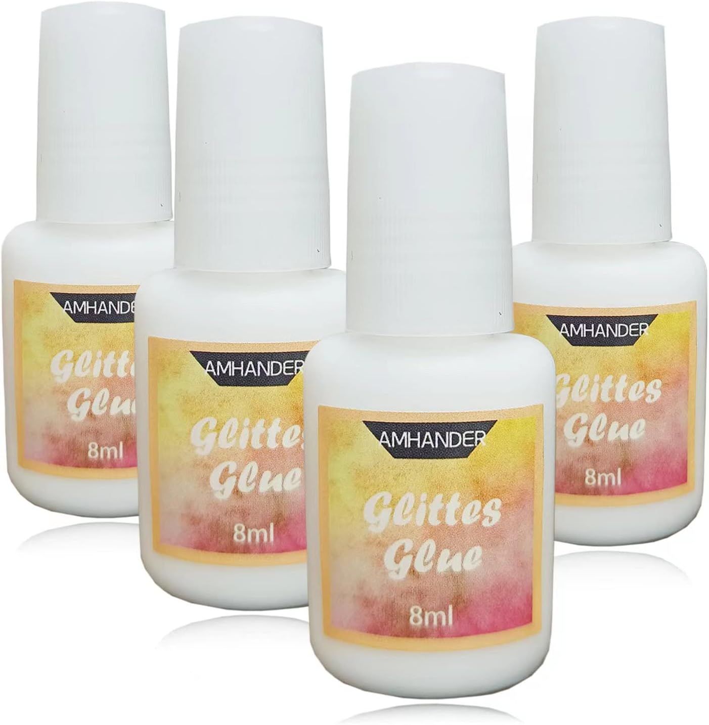 AMHANDER Huidlijm voor glittertatoeages, 8 ml, glitterlijm, penseelfles, in water oplosbare glittertattoo-lijm, ideaal voor Halloween, carnaval, themafeest, kostuumevenementen en make-upartiesten (4