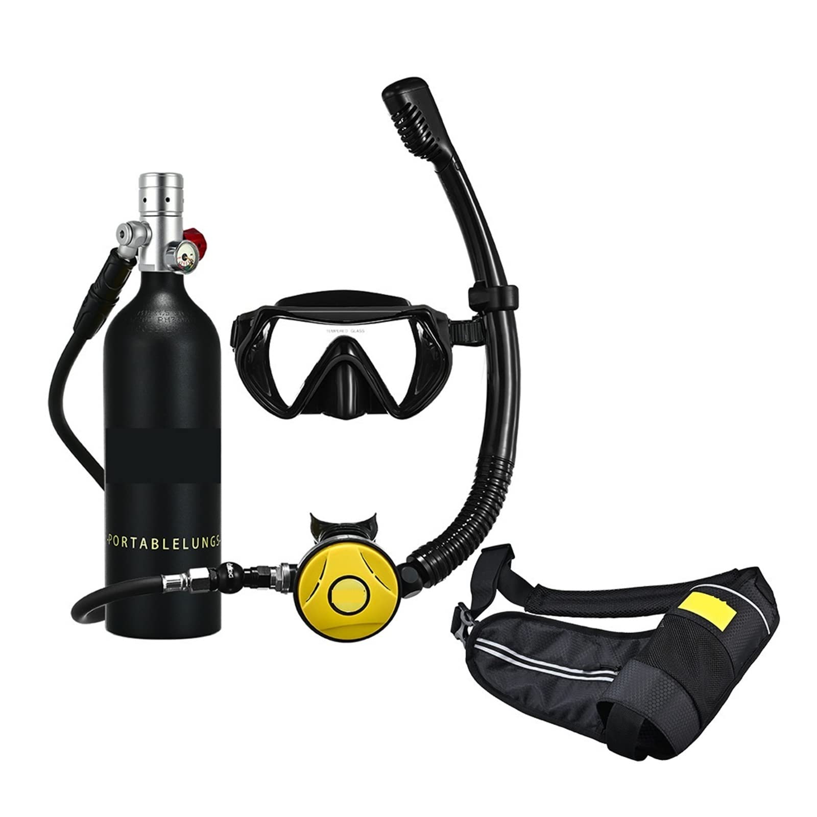 Dcdcd Silverhead In Black Bottle Snorkel Underwater Diving Rebreather Portable Deep Snorkeling Equipment(Silverhead In Black Bottle)