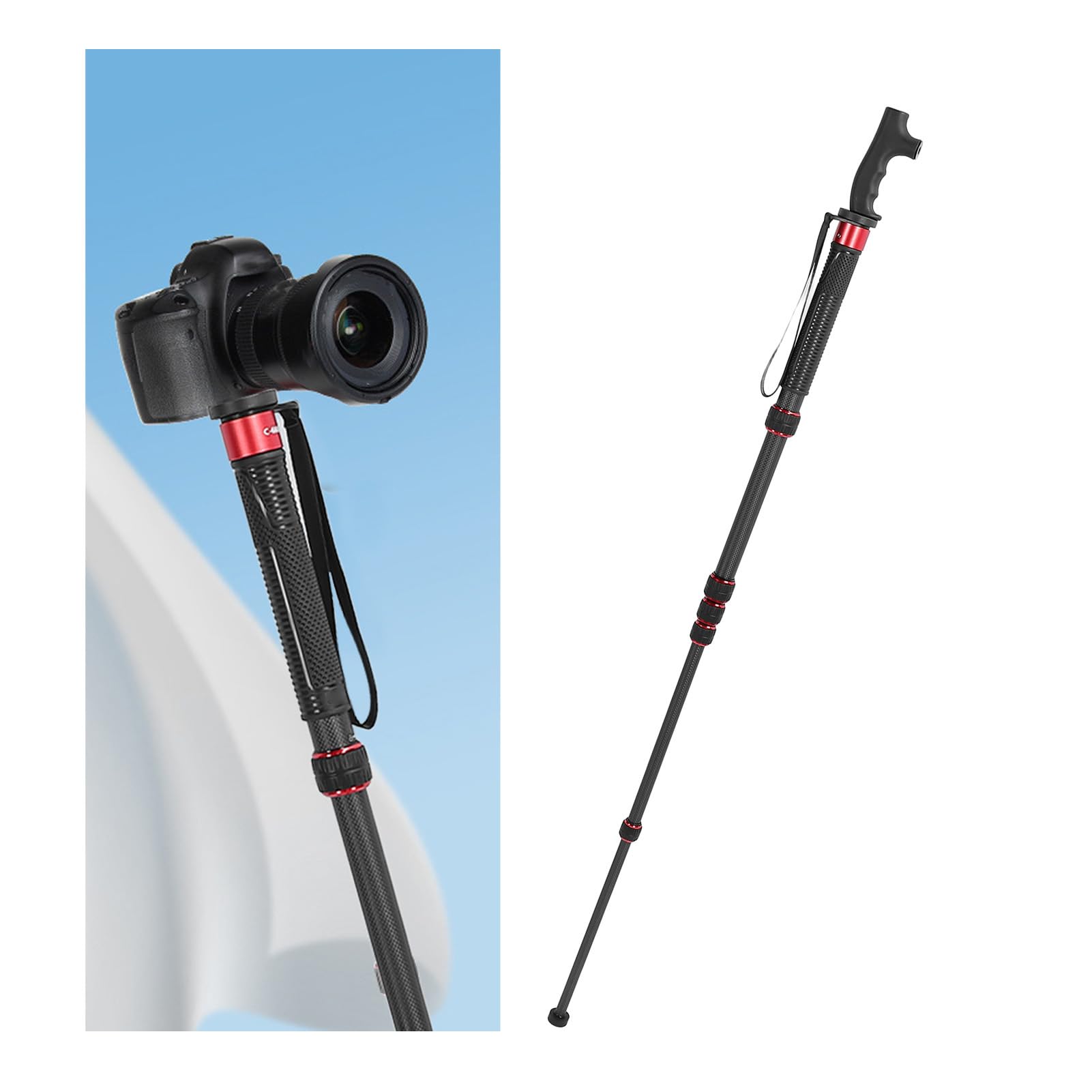 Camera Monopod, 6 Section Design Flexible and Extendable Foot Lock System Premium Carbon Fiber, with Storage Bag, for All Kinds of Ball Head Stabilizers