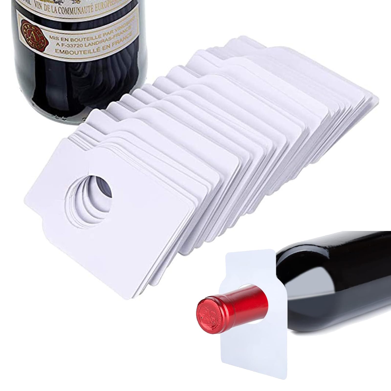 Etiquetas Botellas Vino Papel Etiqueta,etiquetas de regalo de cuello de botella de vino de doble cara para colección de bodega,Decoración Personalizadas Escribir Cuello Botella Marcar Precio,100PCS