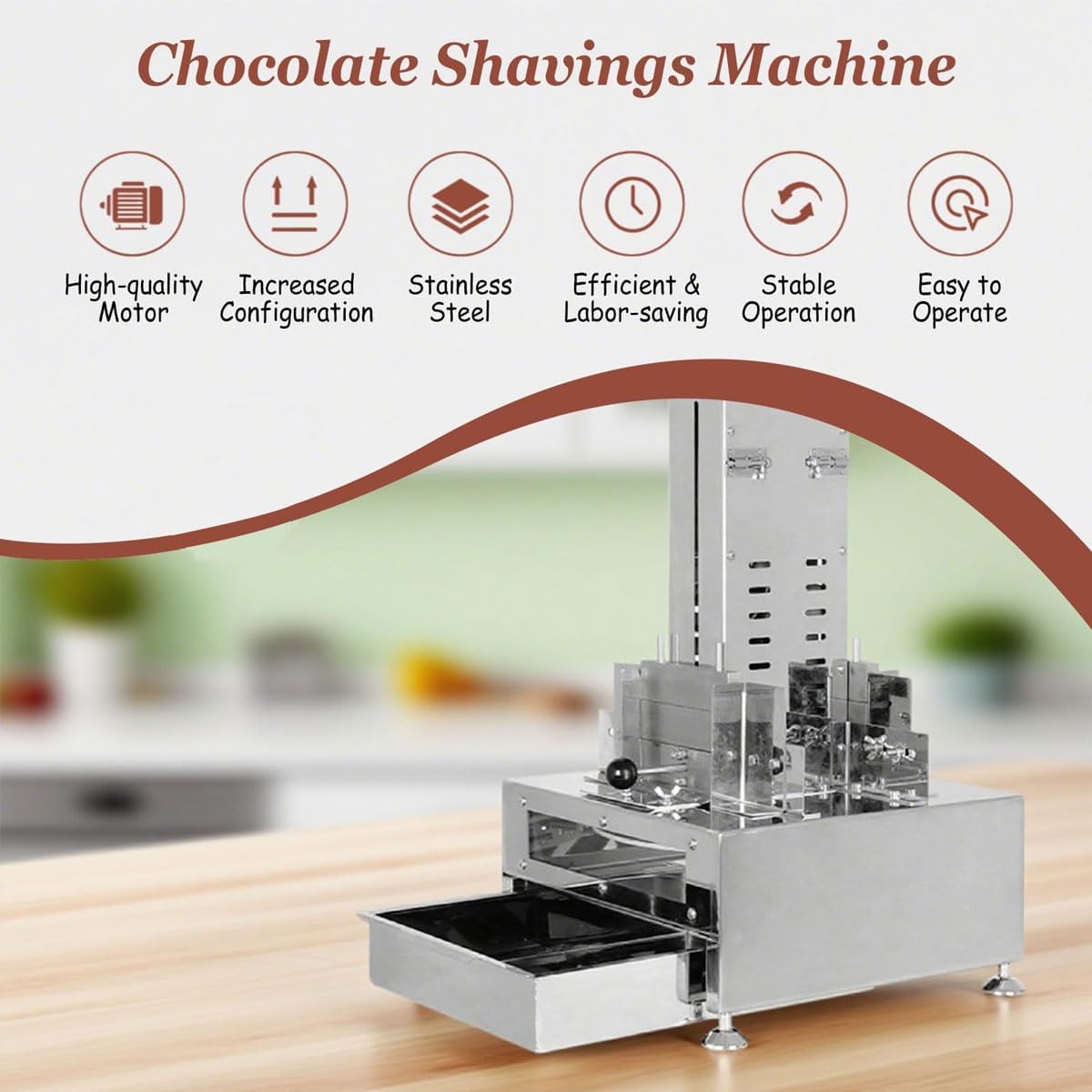 Automatic Chocolate Chips Slicing Shaving Machine,4-Blade Commercial Chocolate Slicer Shaver with Adjustable Speed,Automatically Chocolates Of Various Shapes