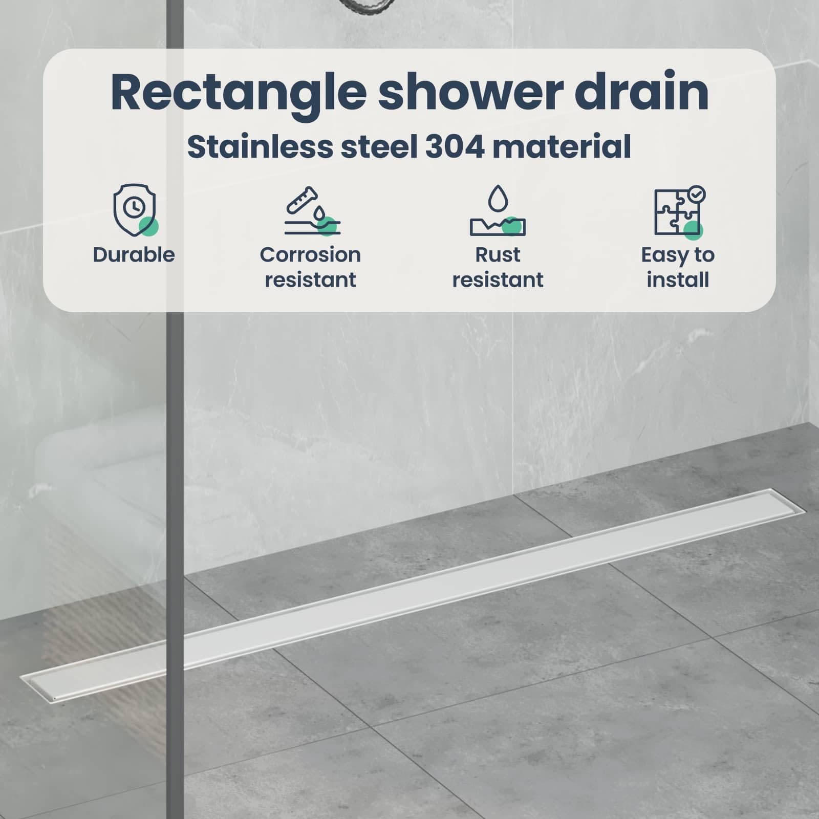 vidaXL Scarico Doccia 2-in-1 con sifone a 360° Argento 90 cm, Ristrutturazione Bagno, componente Doccia Moderno, Installazione Scarico Rettangolare per drenaggio e impianto Idraulico