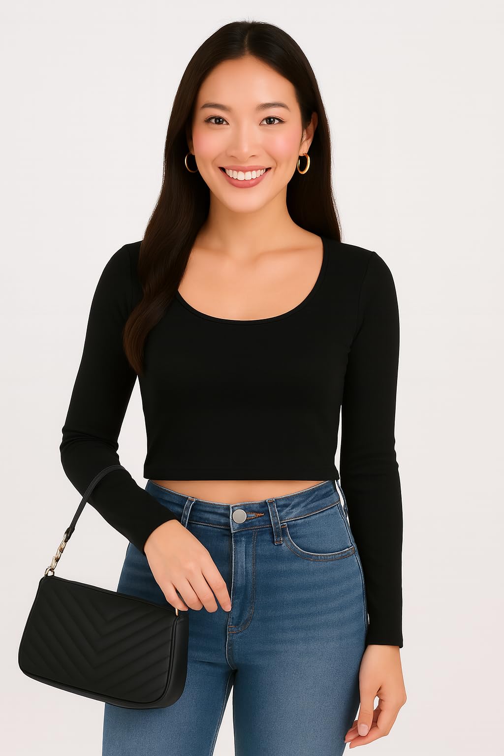 Women's Ribbed Cotton Long Sleeve Crop Top | Round Neck Slim Fit Stylish Top for Casual & Party | Available in 7 Colors – XS to L-picture-28