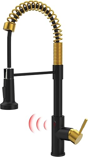 Miniatura 9 de GIMILI - Grifo de cocina con rociador extraíble, de una sola manija, para fregadero de cocina, color negro mate