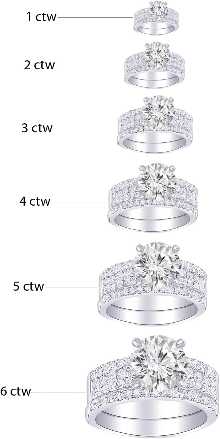 Houston Diamond District IGI CERTIFIED LAB GROWN DIAMOND Three Row Prong And Middle Row Channel Set Round Diamonds Engagement Ring and Wedding Band Set - Image 2