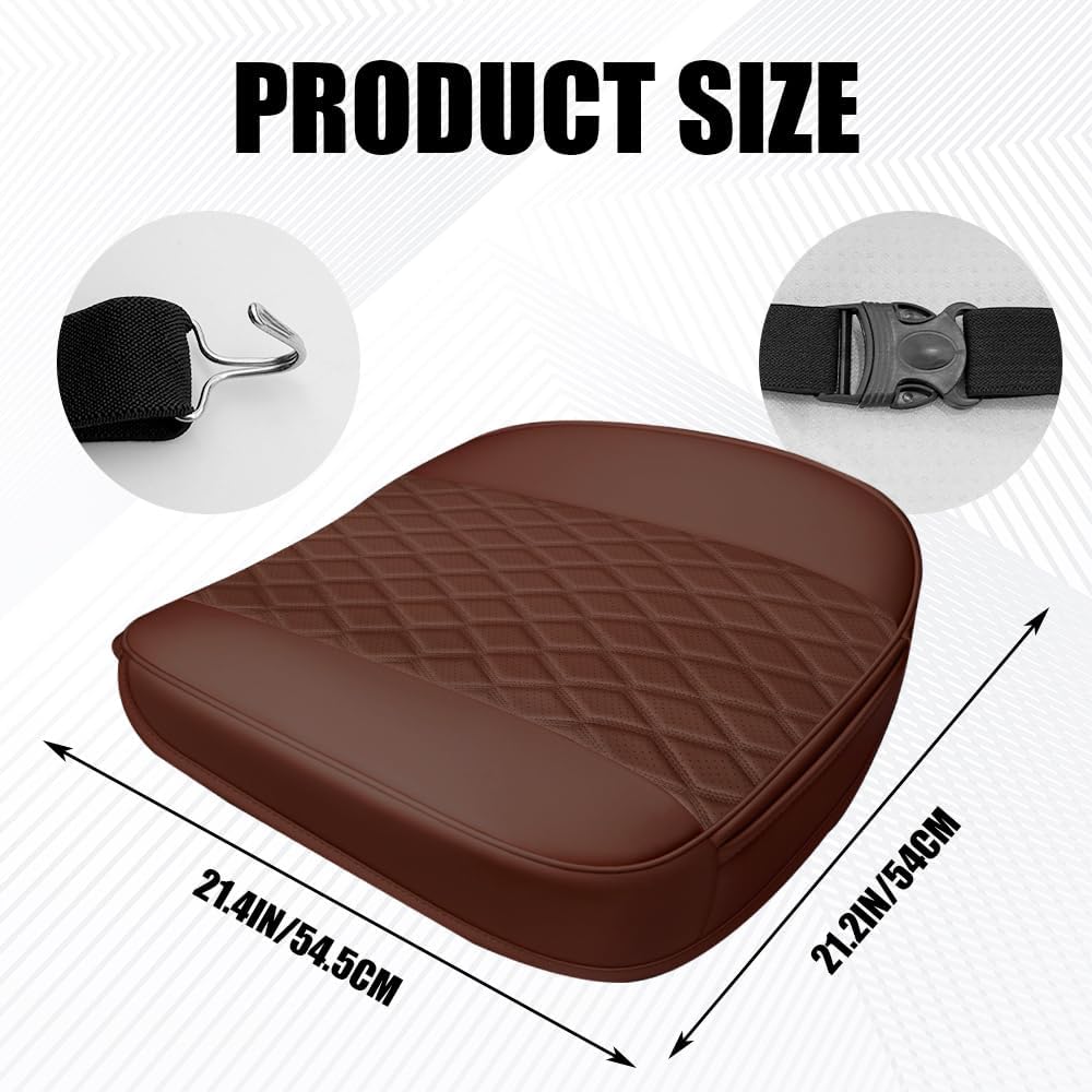 leather front car seat cover, anti-slip car seat bottom covers, full wrapped bottom seat protectors with storage pocket, universal comfortable seat cushion fit vehicles suvs trucks (coffee)