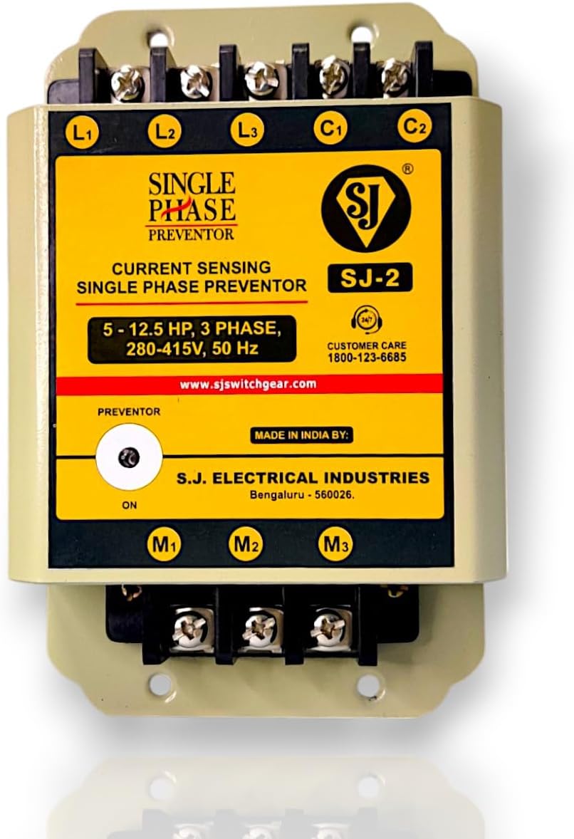 SJ2 Single Phase Preventer | 5–12.5 HP | 280–415V AC | Phase Failure Protection for Pumps | SJ