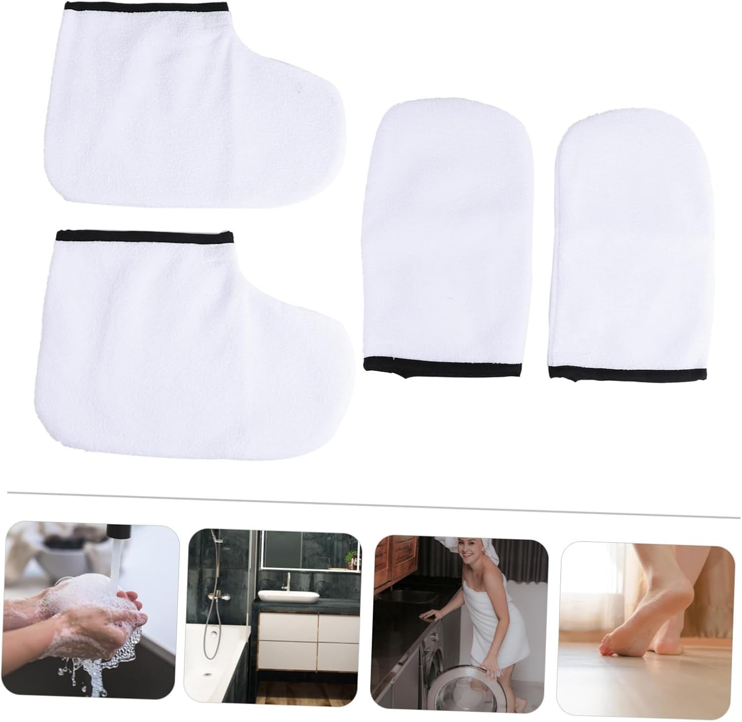 MERRYHAPY 8pcs Paraffin Wax Gloves and Booties for Moisturizing Hand and Feet Care for Soft Skin and Nourishment and Material