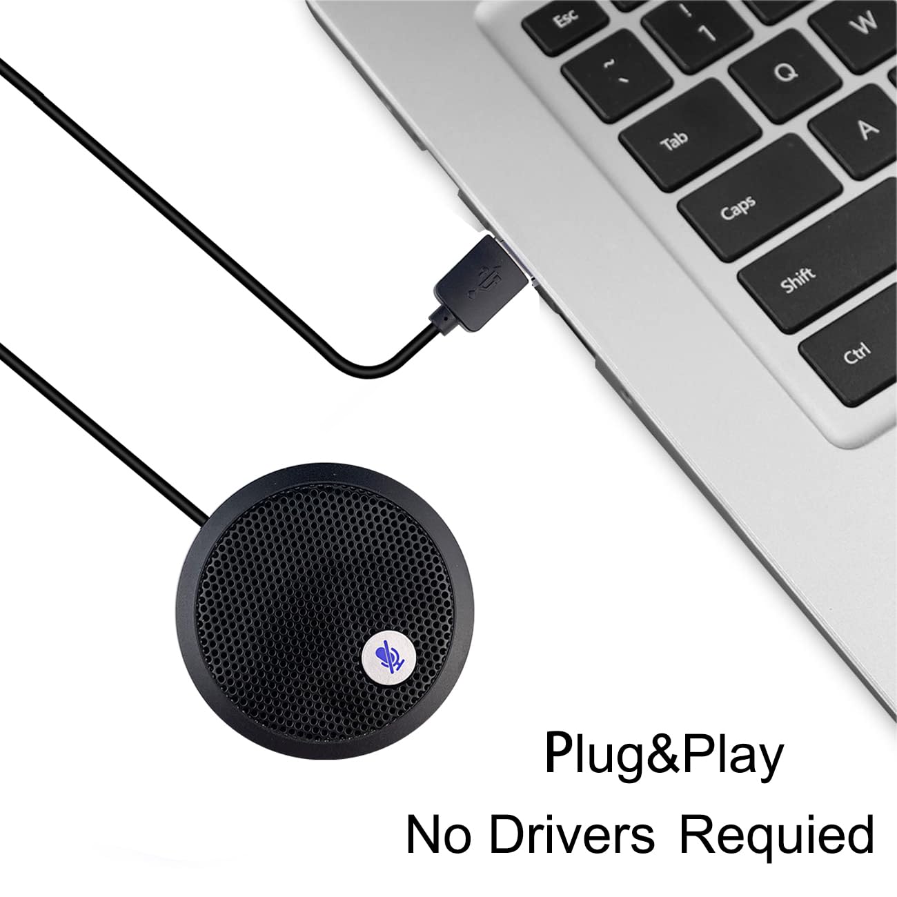 Microfono USB per Computer, microfono USB per conferenze, pulsante di silenziamento con indicatore LED, Mic a condensatore omnidirezionale per videoconferenze, Plug&Play per PC, laptop,