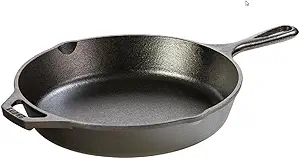 Lodge 10.25 Inch Cast Iron Skillet – Pre-Seasoned Frying Pan with Teardrop Handle – Oven, Stovetop, Grill & Campfire Use – Made in USA – Durable, Non-Toxic, Even-Heating Cookware – Black
