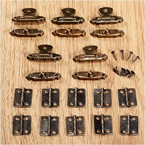 Cierre de bronce antiguo con 10 bisagras para cajas decorativas de joyería 6