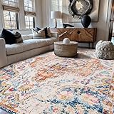 Rugshop Vintage Distressed Bohemian Area Rug for Living Room,Bedroom,Dining Room – Vibrant Multi-Color Tribal Design, 6'6' x 9'