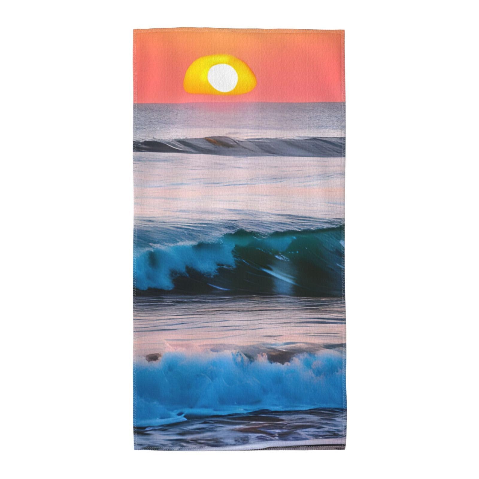 JBJGKHLP Sunset And Sunrise With Ocean Sea Waves Print Adults Extra Long Beach Towel Soft Absorbent Quick-Dry Gym Swimming Running Yoga