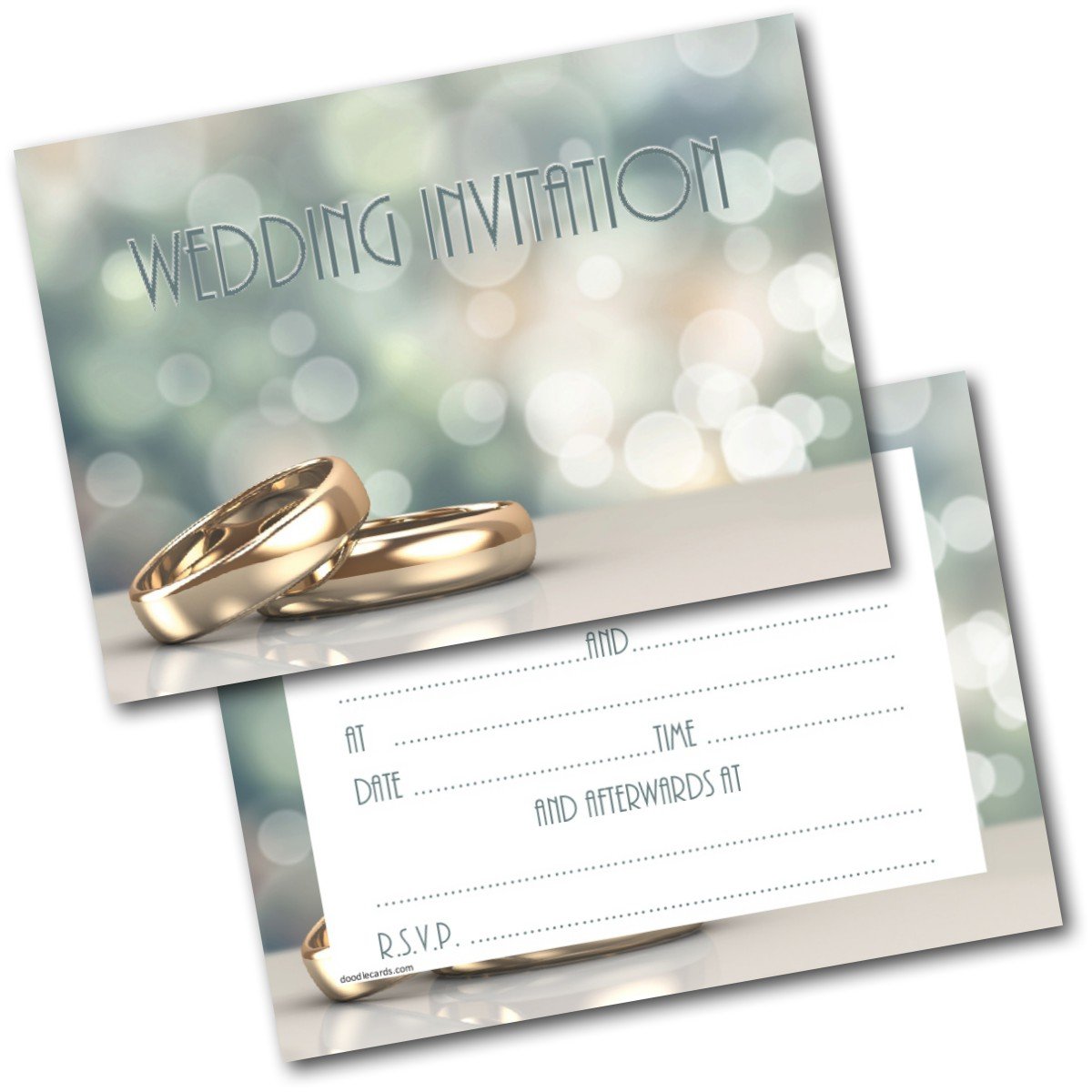 doodlecards Wedding Day Two Rings Invitations Invites Pack of 20 Postcards and Envelopes