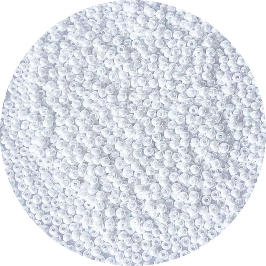 Bala&Fillic White Pearl Color 3mm Seed Beads About 4000pcs/100 Grams in Box 8/0 Round Glass Craft Seed Beads for Jewelry Making, Hole 0.8mm