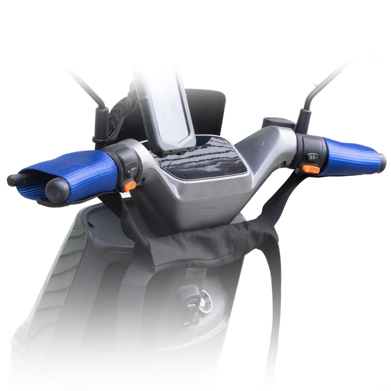 PSLER Bar-Harness II Sangle de Guidon Universelle pour Guidon de Moto, remorque, Moto Tout-Terrain, Scooter, Bleu | Polyester, bleu, 1 paire, convient aux guidons de 61 à 86,4 cm, supporte 350 kg, empêche les dommages causés par le transport