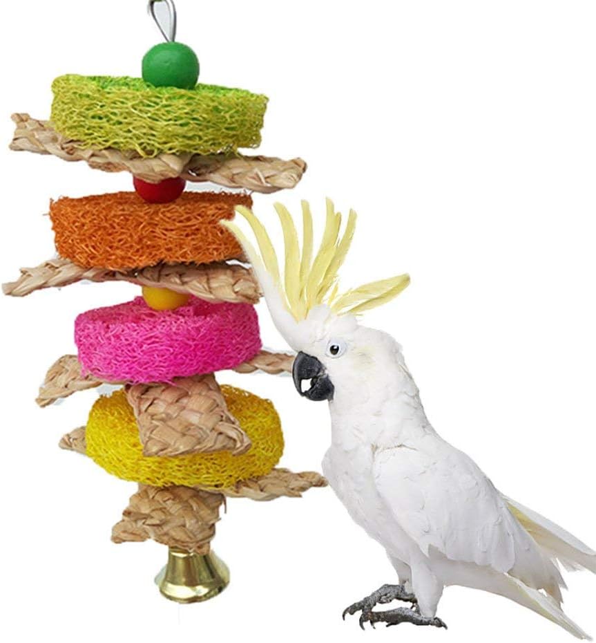 Natural Loofah Straw Braid Bird Chew Toy for Pet Parrot Budgie Parakeet