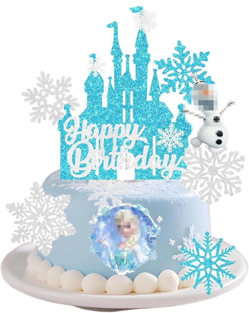 8 Pcs Frozen Cake Toppers - Cake Toppers For Girls, Snowflake Cartoon Birthday Cake Decorations