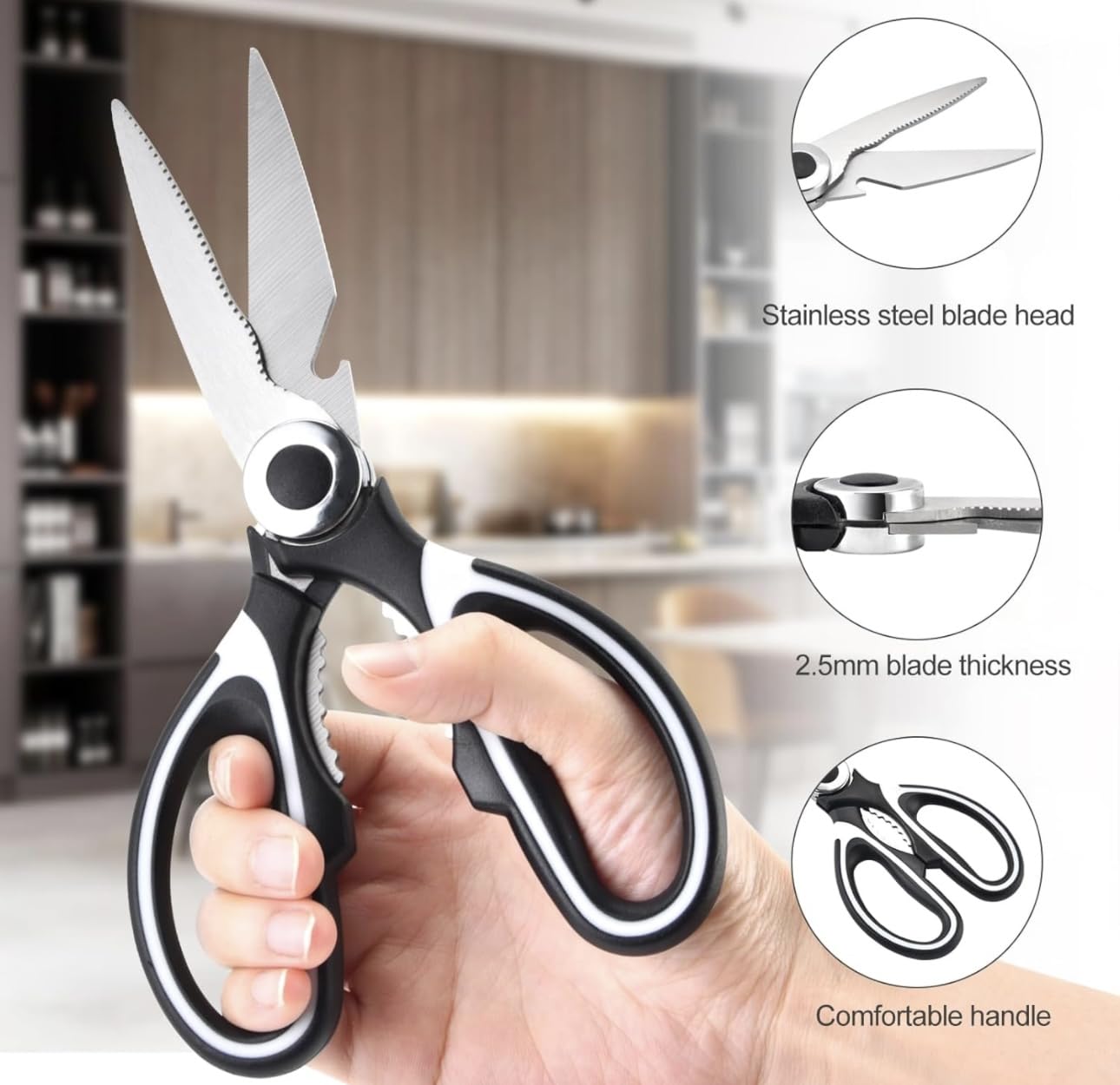 LIVINGO Kitchen Forged Shears Heavy Duty Come Apart Ultra - Foto 4