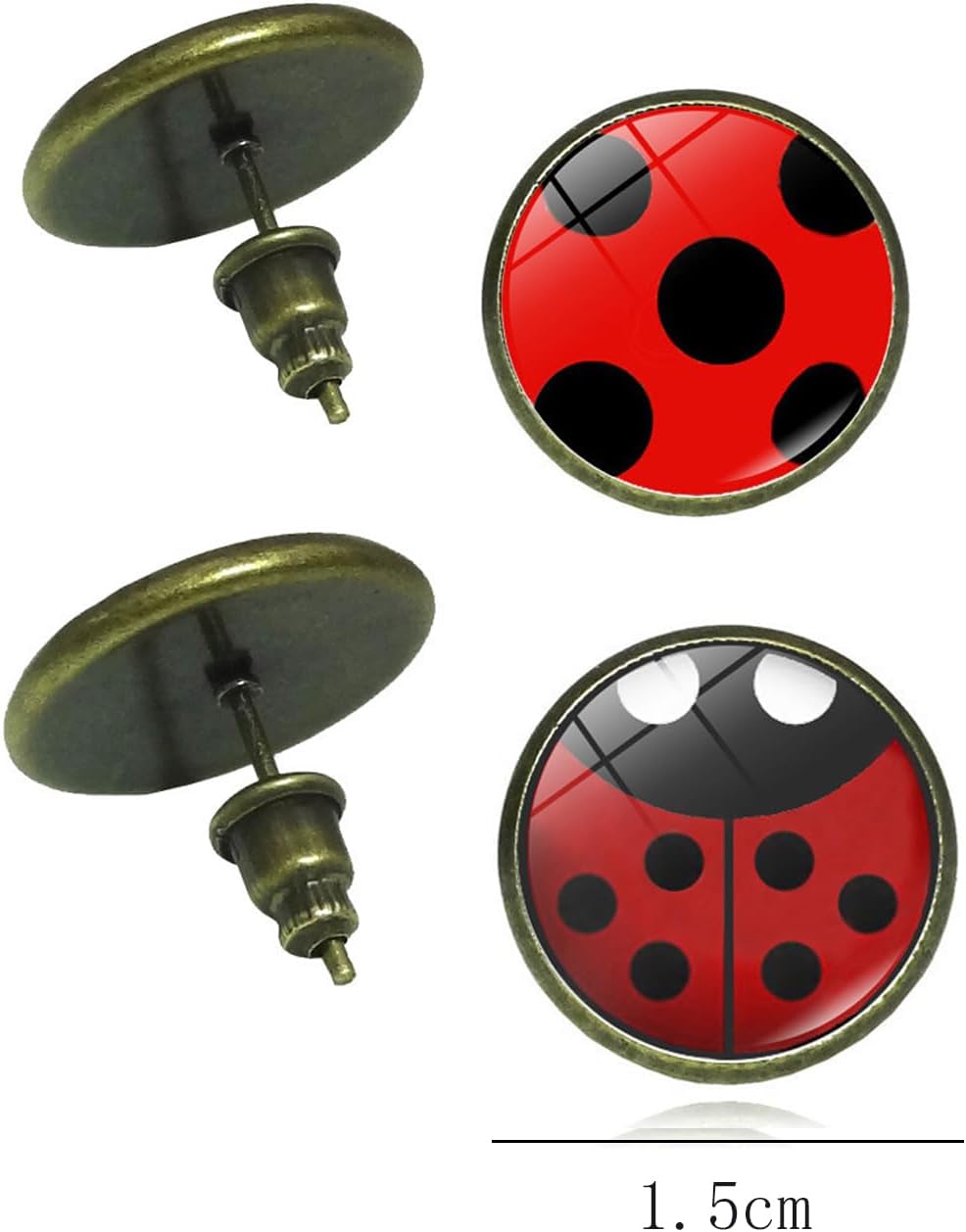 Ladybug Earrings for Women Stud Red Cute Trendy Fun Jewelry Gift - Image 2