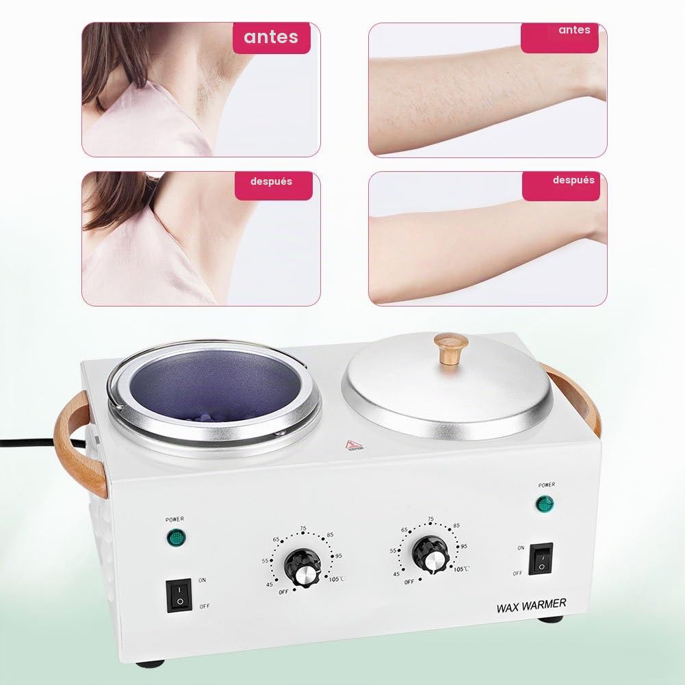 Sonew Máquina de calentamiento de cera de doble cera de cera eléctrica portátil profesional calentador de cera con ajuste de temperatura ajustable, para mujeres hombres