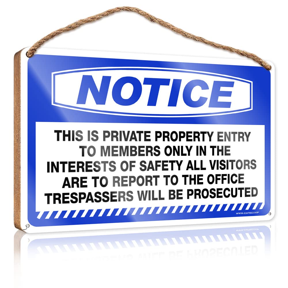 HELIOFORGE Funny Door Hanging Signs Notice This Is Private Property Entry To Members Wooden Sign(23X35CM)