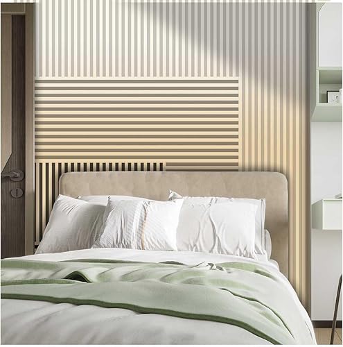 Miniatura 2 de Papel Tapiz para Pared De Sala Elegante Cabecera De Color Crema Calcomanía Geométrica Cuadros Paneles Para Inquilinos (Ancho) 98.4 pulgadas X (H) 91