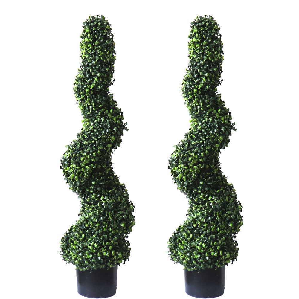 ALL SEASON GREEN 3ft Artificial Spiral Boxwood Topiary (2 Pack)