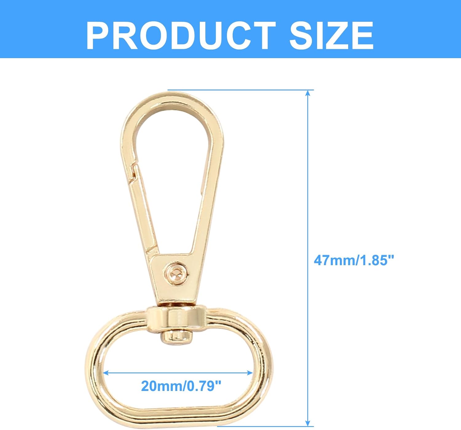 20Pcs Oval Ring Swivel Lobster Clasps 3/4"(20mm) Inside Diameter Snap Hook Swivel Clasp Metal Swivel Snap Hooks Clips for Purse Making DIY Keychain Bag Part (20mm, Gold) - Image 2