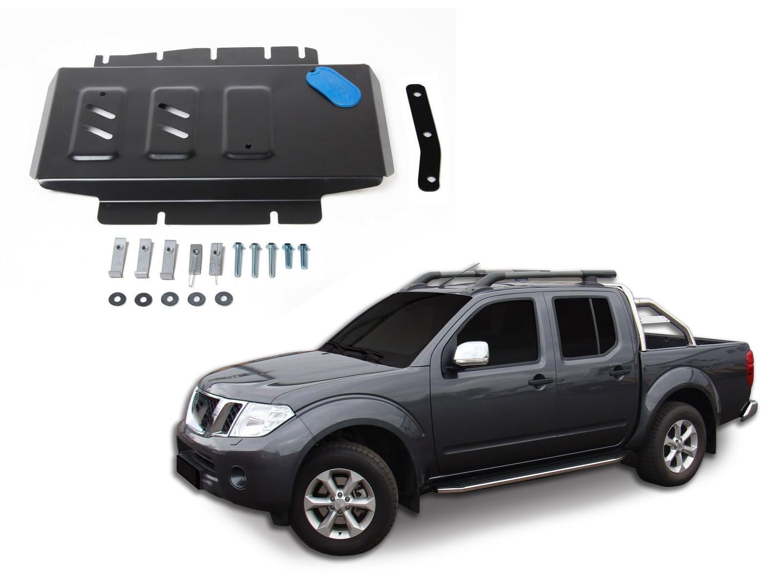 J&J AUTOMOTIVE Protection sous Moteur en Acier pour Nissan Navara D40 2005-2015, Plaque de Protection de Châssis, Épaisseur 2 mm, 1x Protection Moteur