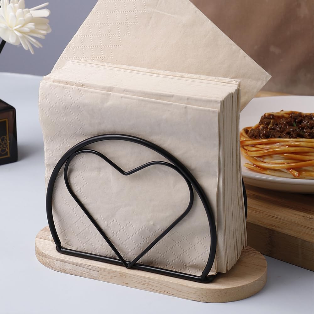 Portatovaglioli da cocktail, portatovaglioli da tavolo, portatovaglioli con base in legno e braccio in metallo appesantito, elegante decorazione per