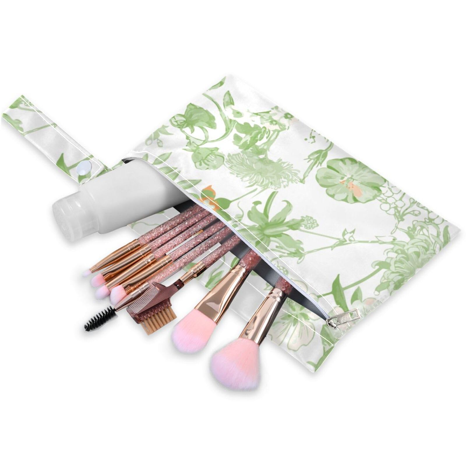 susiyo 2 Pcs Wet Dry Bag Botanical Floral Waterproof Reusable Baby Cloth Diaper Wet Bags with 2 Zipper Pockets for Breast Pump Parts Travel Beach Pool Gym Yoga Swimsuits Wet Clothes