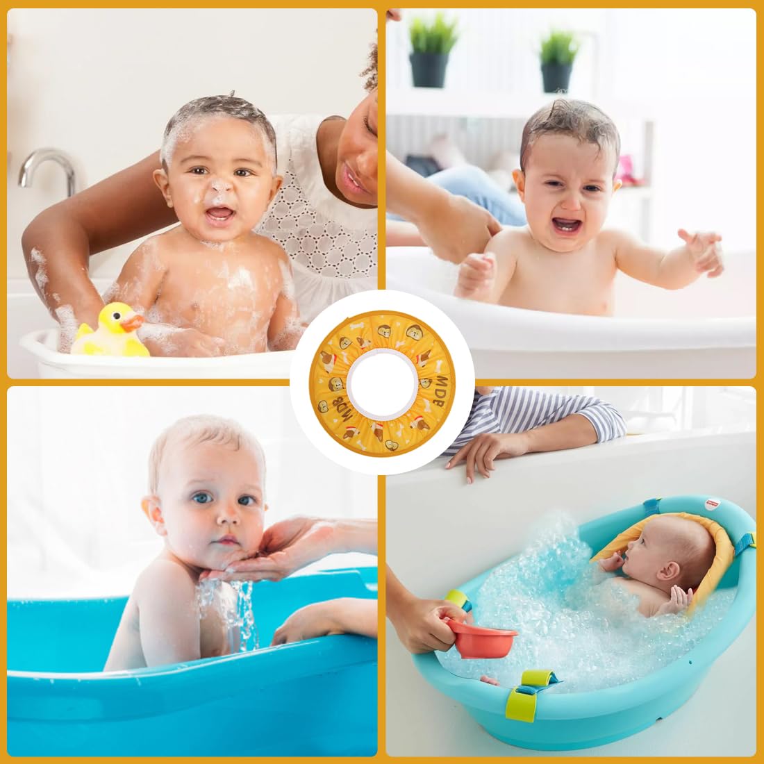 Chapeau Douche Réglable, Bonnet Souple Imperméable pour Enfants, Shampooing avec Visière Bain et Protection Oreille, Rince Tête, les Yeux (Diamètre intérieur: 10 cm, extérieur: 30 cm)