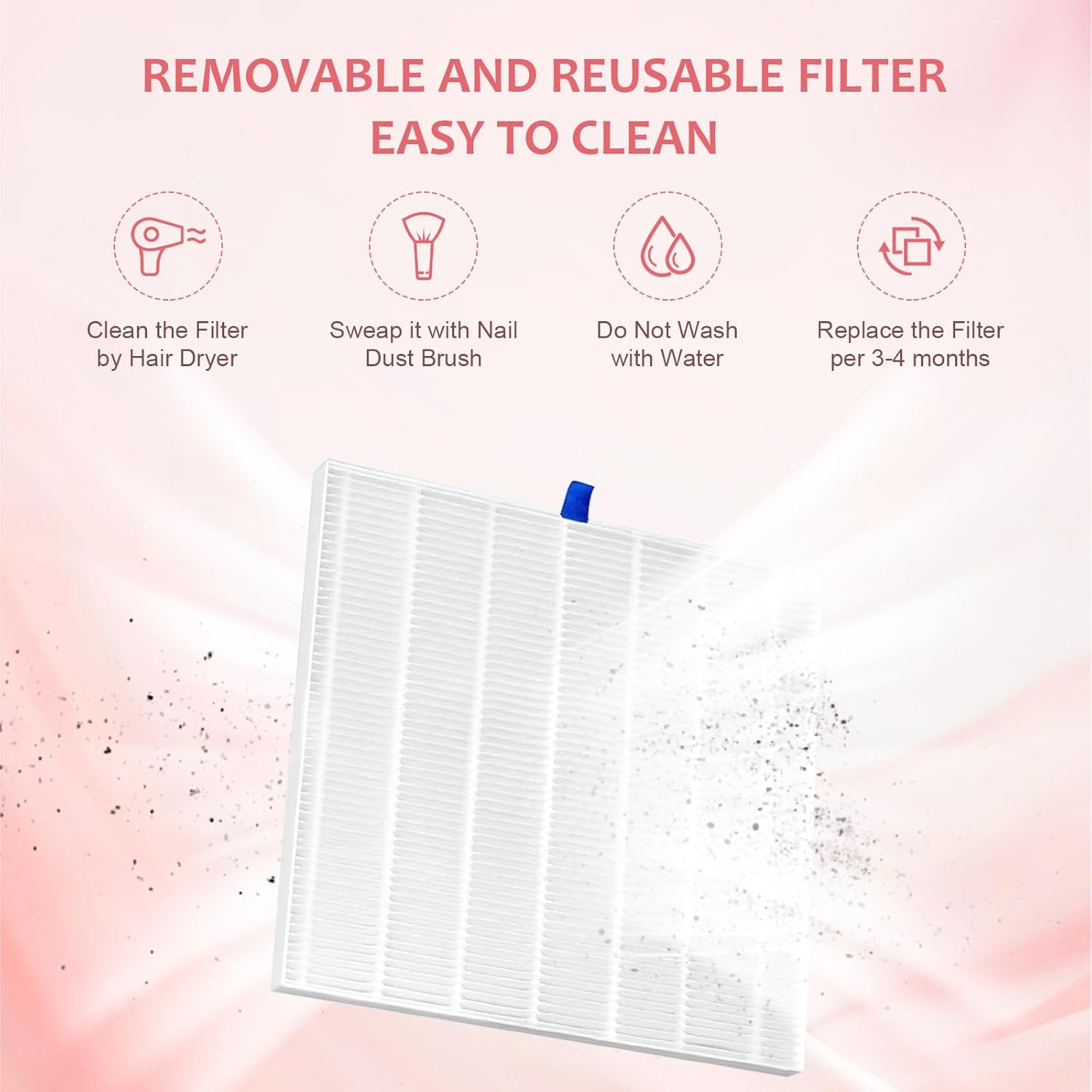 Professional Nail Dust Collector, Dust Collector Nail Tech with Reusable Filter 4200RPM Powerful Fan, Powerful Vacuum Cleaner, Adjustable Speed Nails Extractor Vacuum for Acrylic Nails Polishing Salon