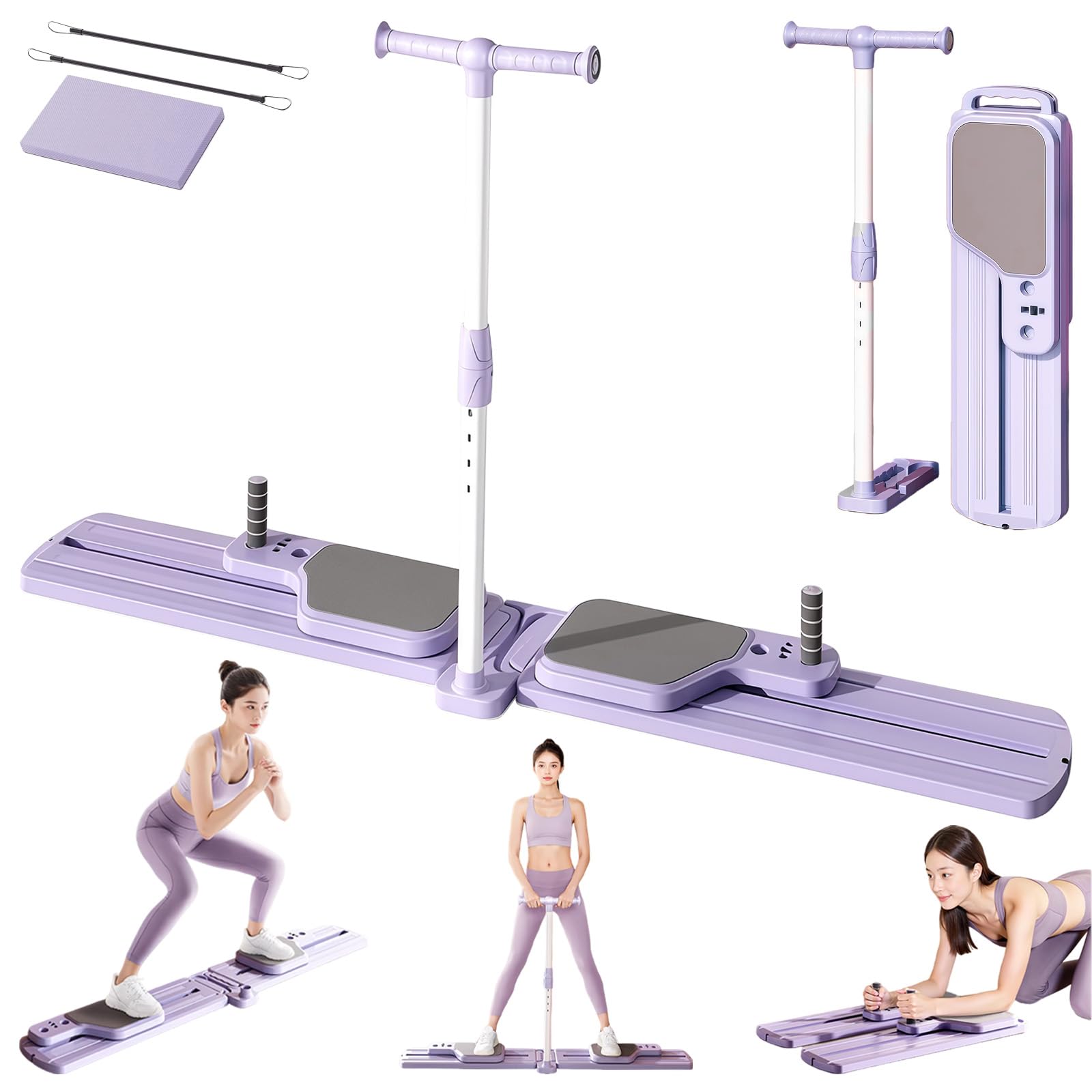 Pilates Reformer Trainingsboard, Yoga Reformer Übungsbrett Set, Mini Pilates Reformer, Faltbare Ab Core Trainer Maschine für Frauen Männer