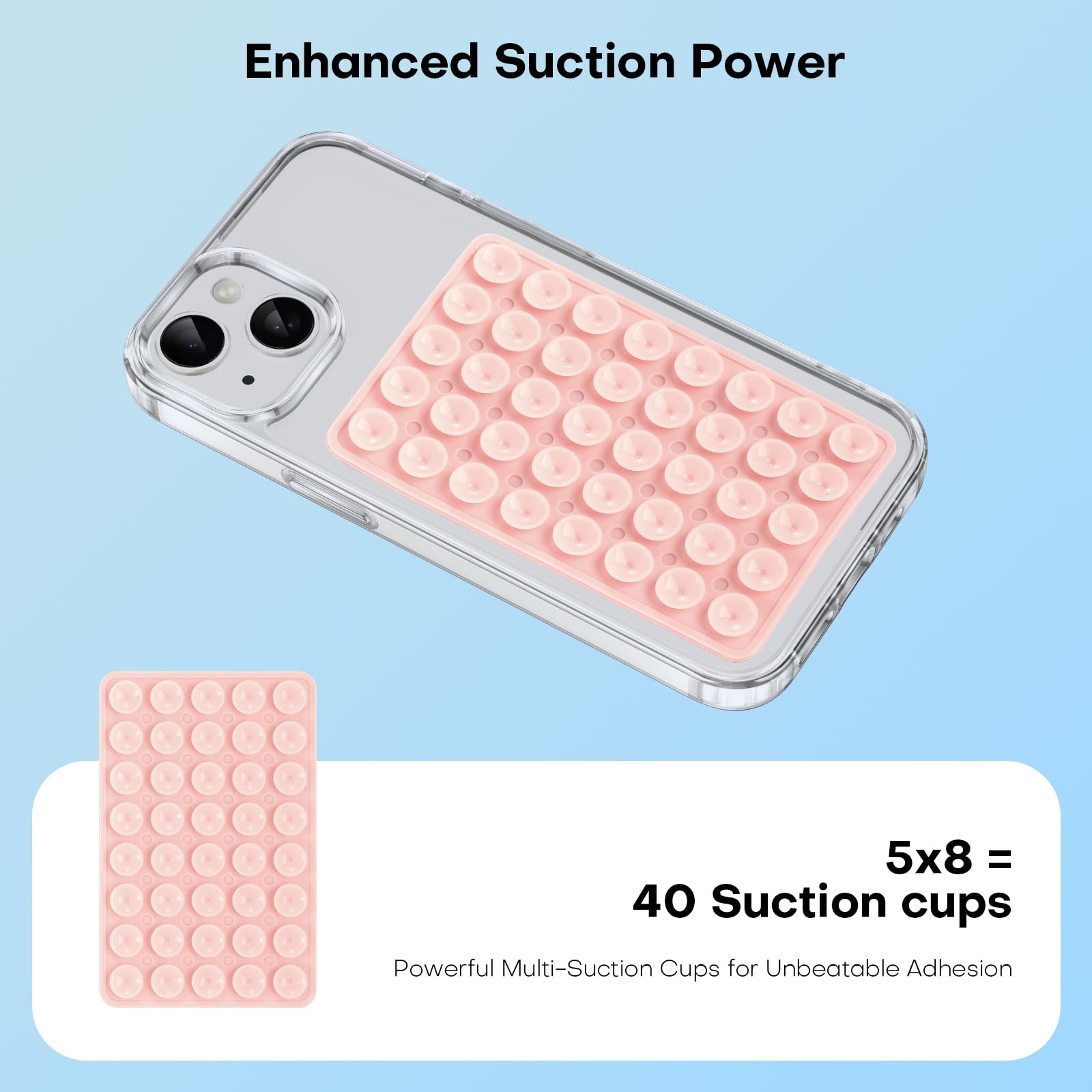 Giantree 2 supporti adesivi in silicone con ventosa per telefono, supporto antiscivolo per cellulare, accessori per cellulare, accessori per telefono ( rosa