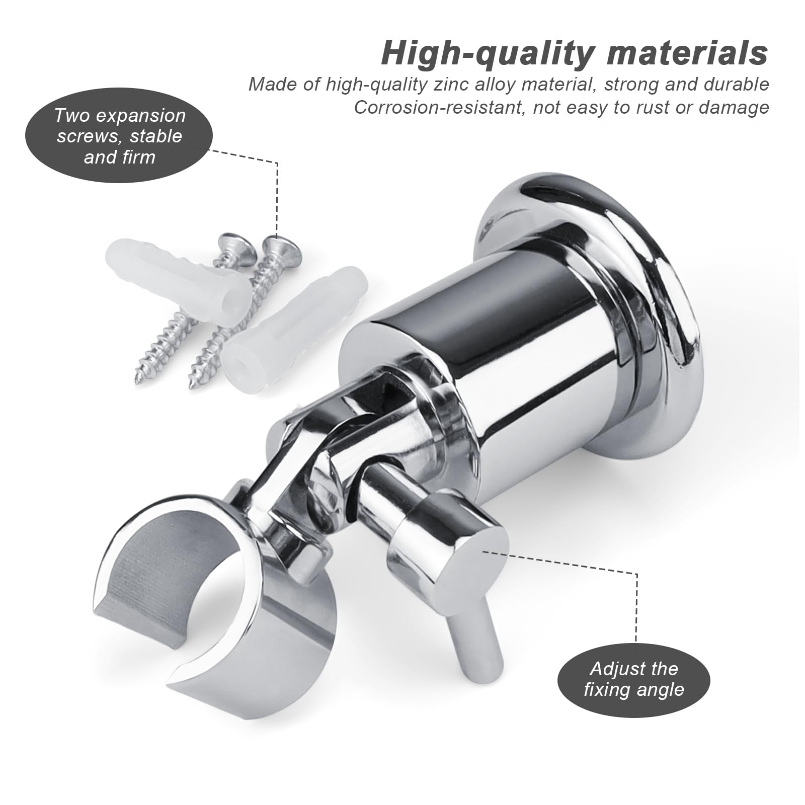 Staffa Doccia Fissa 2 Pezzi - Regolabile Per Soffione, Argento, Materiale ABS - Foto 7