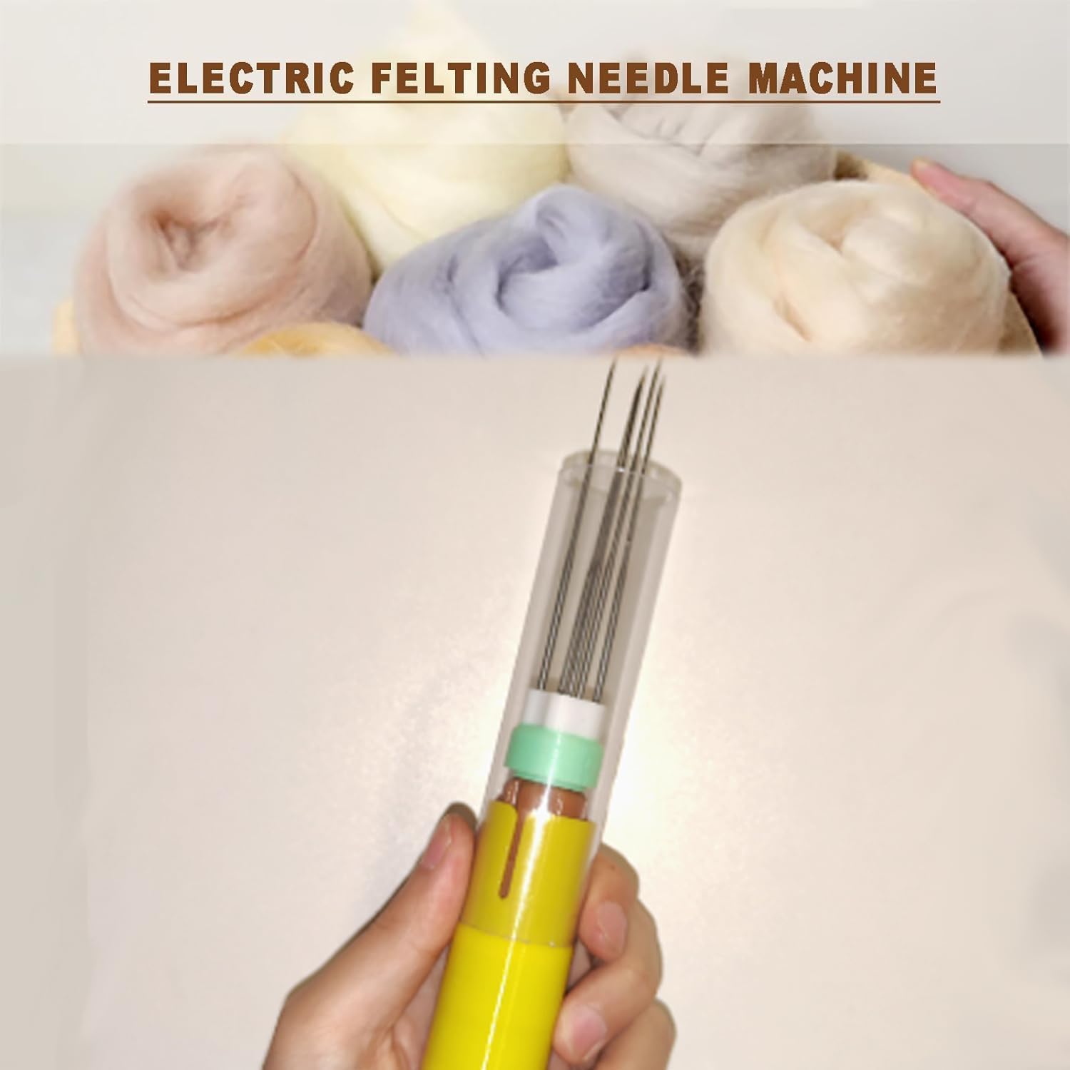 Elektrischer Nadelfilzapparat, Handliches Filzwerkzeug Mit 7 Nadeln, 5 Ersatzköpfen Und Fingerschutz Für Schnelles Filzen, Zum Selbermachen Von Wollmalerei Und Filzen, Diy-spielzeug Green