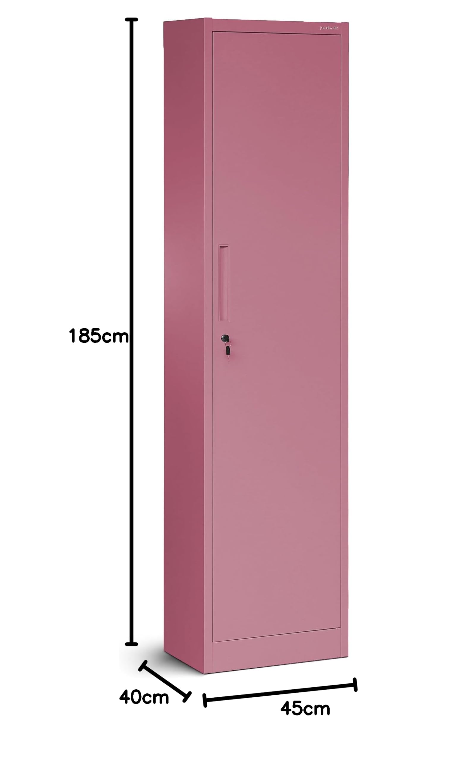 Jan Nowak Aktenschrank Büroschrank Metallschrank Aufbewahrungsschrank 4 Fachböden Flügeltür Pulverbeschichtung Metall 185 cm x 45 cm x 40 cm (Rosa)