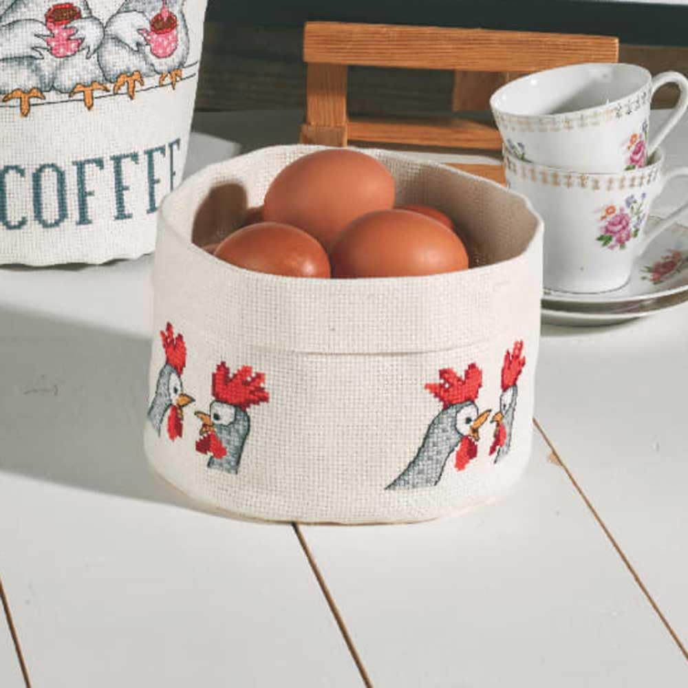 Permin Egg Basket Chicken Talk Counted Cross Stitch Kit