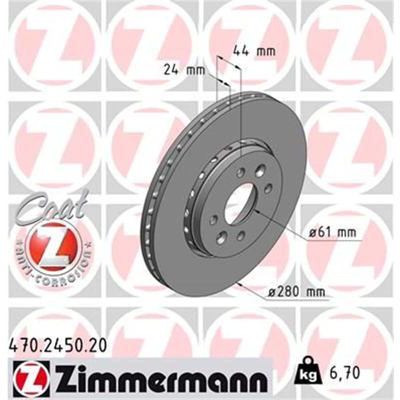 Zimmermann Bremsscheiben 280mm + Beläge vorne | 470.2450.20 + 24914.180.1 Kompatibel mit Dokker Großraumlimousine (ke_),dokker Kasten/großraumlimousine,dokker Pick-up,Jogg