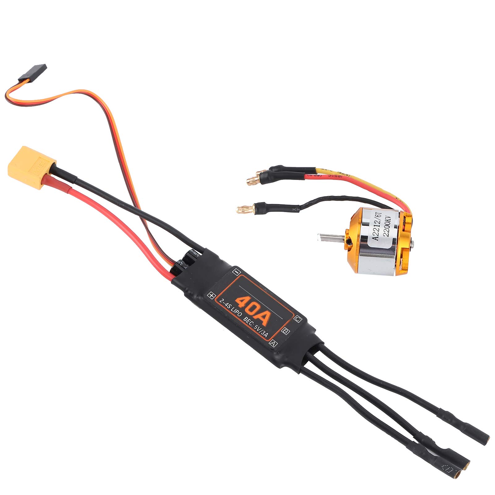 Set ESC motore brushless RC, motore 2212 KV2200 durevole + ESC motore brushless 40A XT60 ESC Set per accessori di aggiornamento elicottero drone
