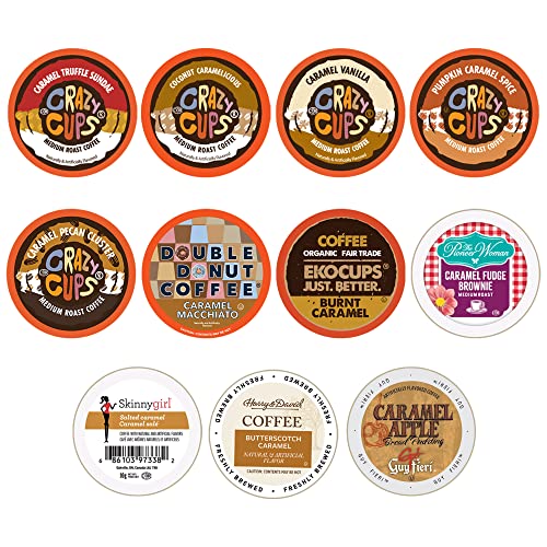 Perfect Samplers Caramel Coffee Pods Variety Pack, Medium Roast Coffee For Keurig K Cups Machines, Assorted Caramel Flavored Coffee Pods Sampler, 30 Count #TOP5
