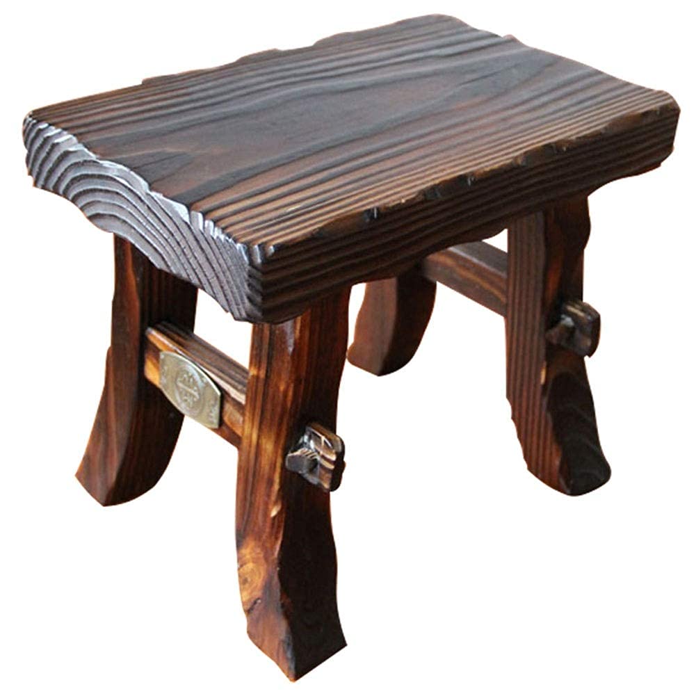 Pouf marron en bois massif pour soulager les jambes fatiguées