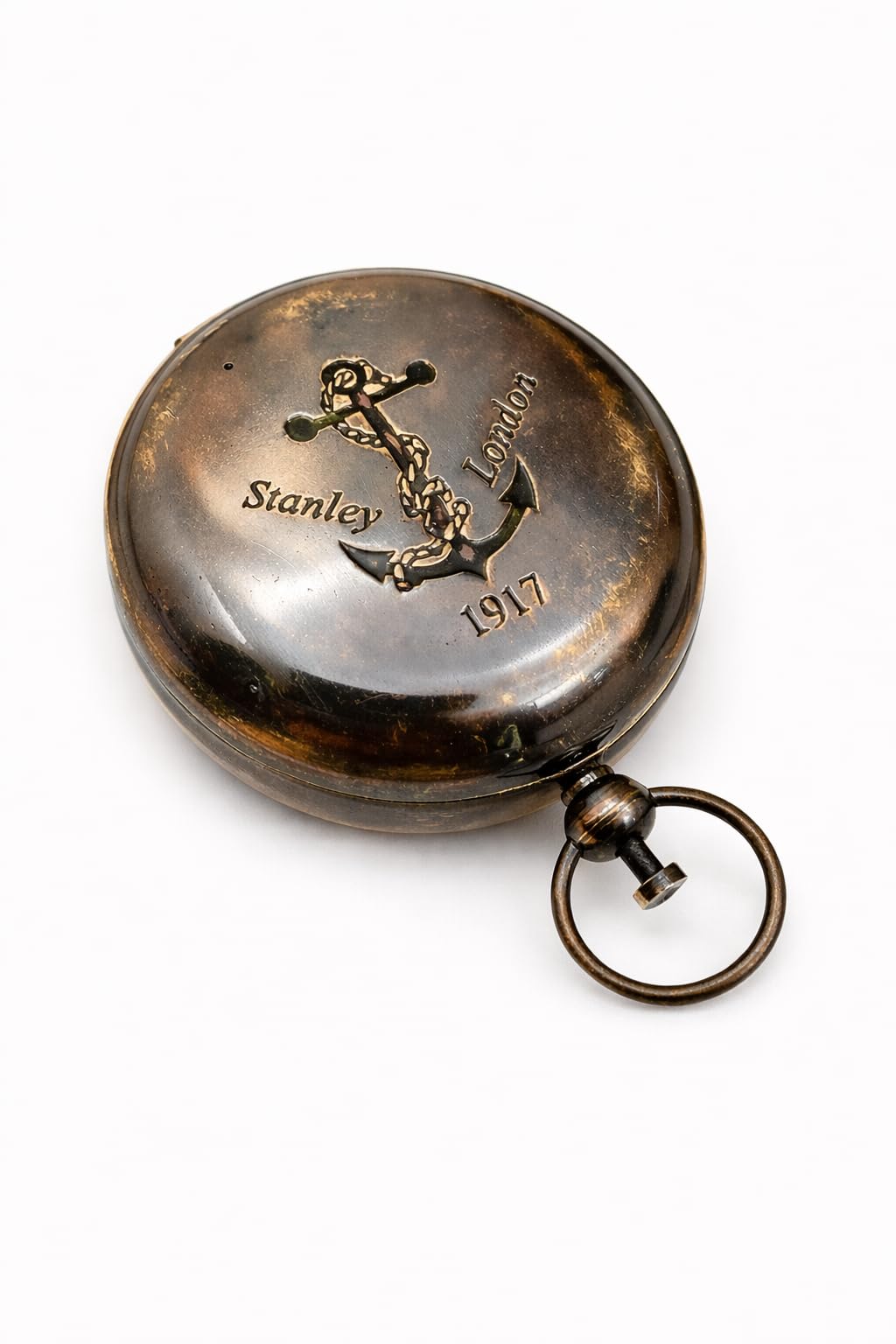 Antique Finish Brass Pocket Compass – Stanley London 1917 Engraved Nautical Compass with Anchor Design – Vintage Marine Navigation Gift for Men, Collectors & Decor-picture-26