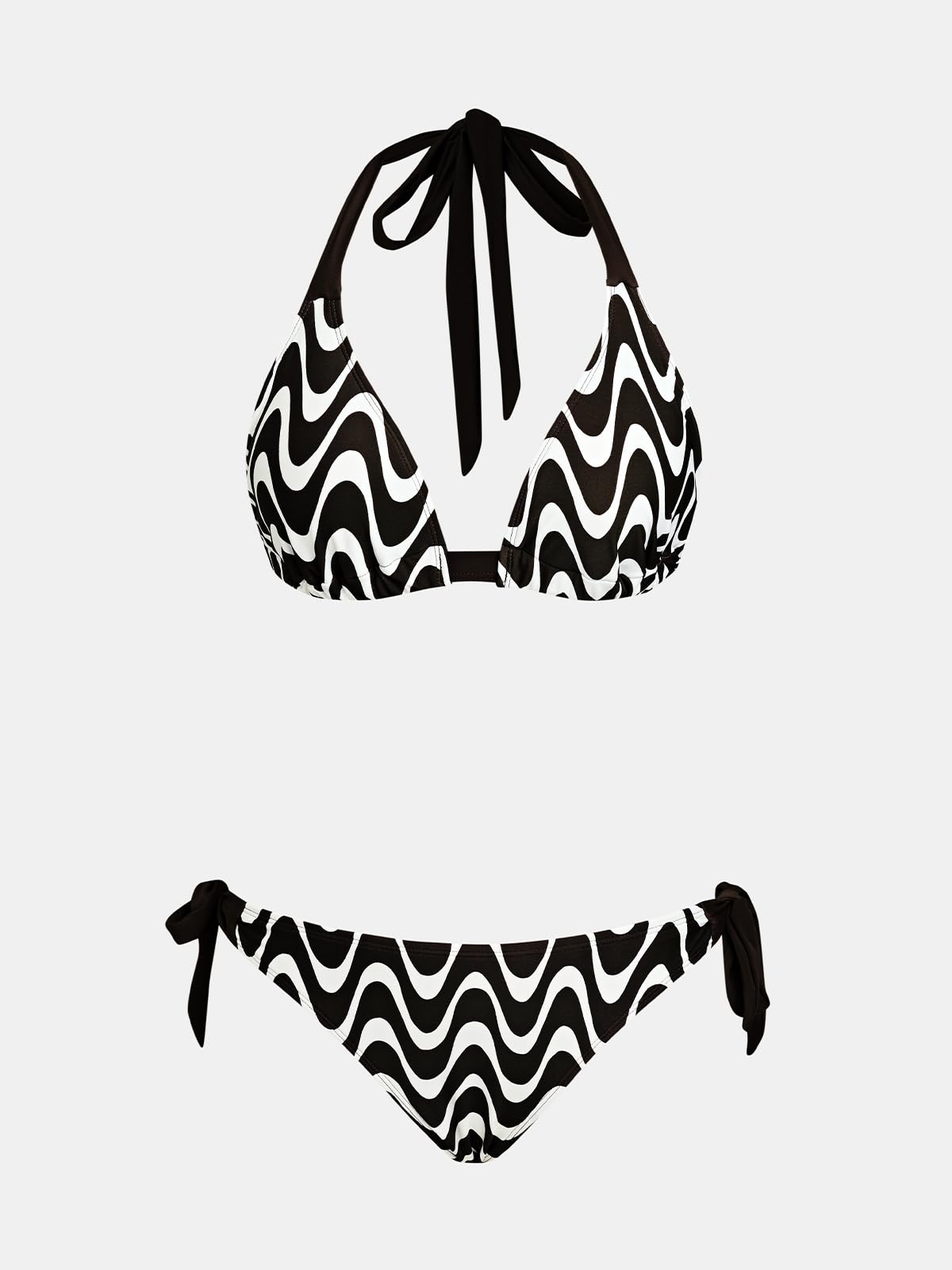 CUPSHE Maillot de bain deux pièces pour femme - Col en V - Dos nu - Crochet dans le dos - Taille moyenne - Nœud latéral