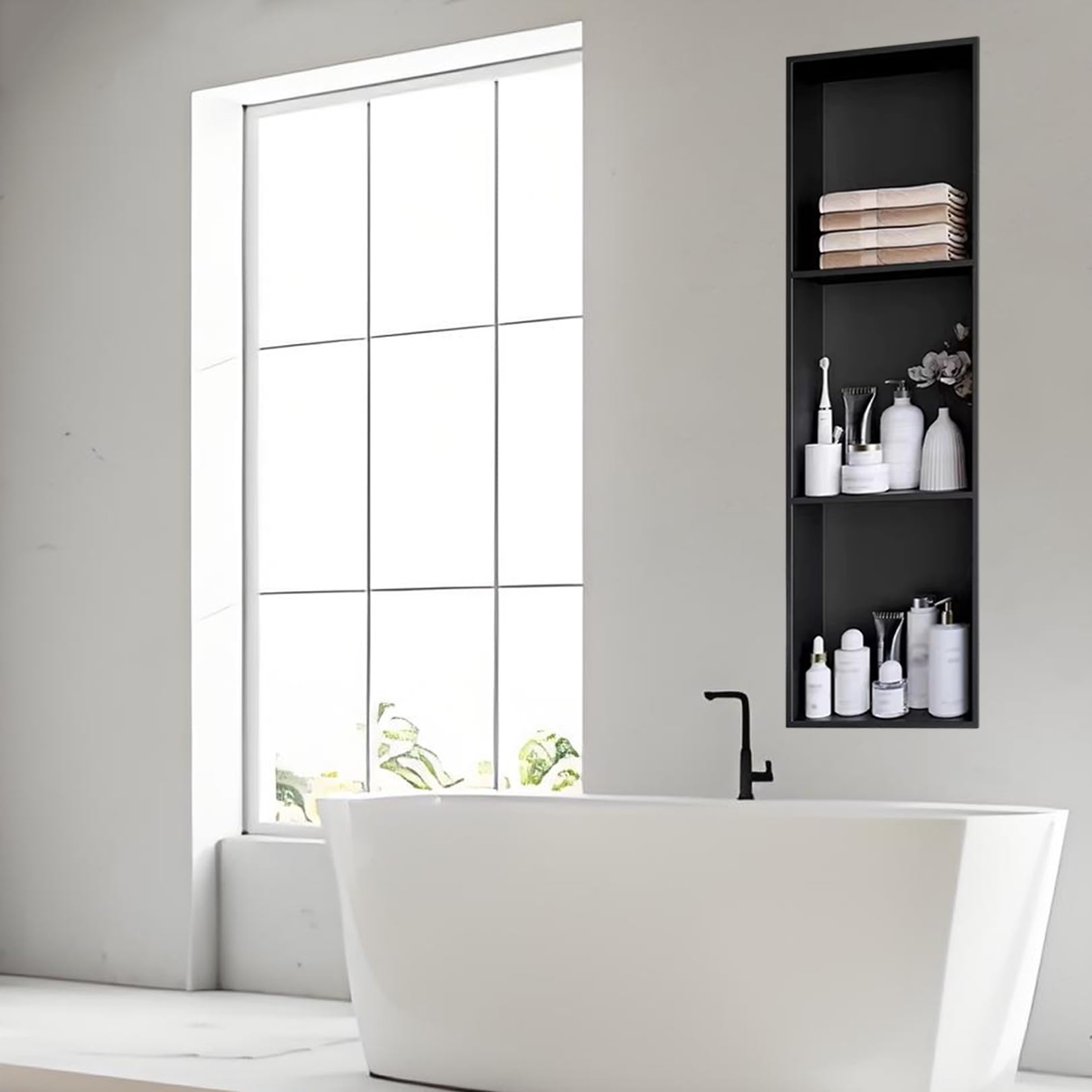 Niche de douche encastrée inoxydable avec installation facile sans carrelage et étanche