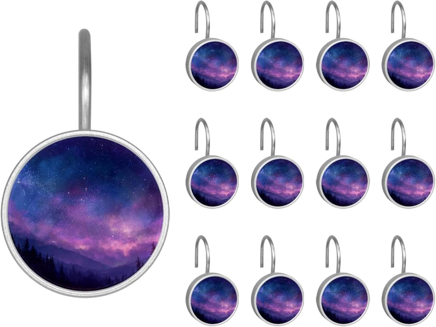 12PCS Fun Western Cactus Seamless (3) Shower Curtain Hooks Rings for Bathroom, Decorative Shower Curtain Hooks Rods Curtains and Liner