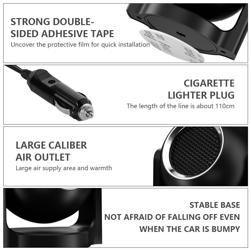 Calefactor Mechero Coche 12v, 120 W Ventilador Calefactor Coche, 2 en 1 Disponible en Frío y Calor, Giratorio 360°, Calentador Coche, Calefactor Coche Descongelador