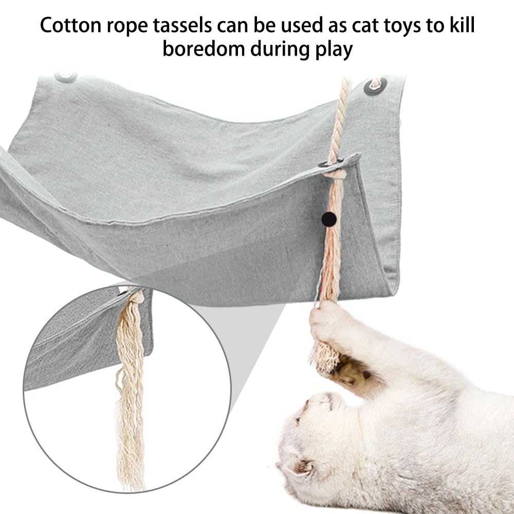 DONGKER Hamac Cage pour Chat,Nid Suspendu Respirant pour Animaux de Compagnie en Coton et Lin avec 4 Crochets pour Chats de Moins de 7Kg/15 Lbs Lapins Furets Chinchillas